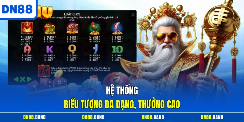 Hệ thống biểu tượng đa dạng, thưởng cao